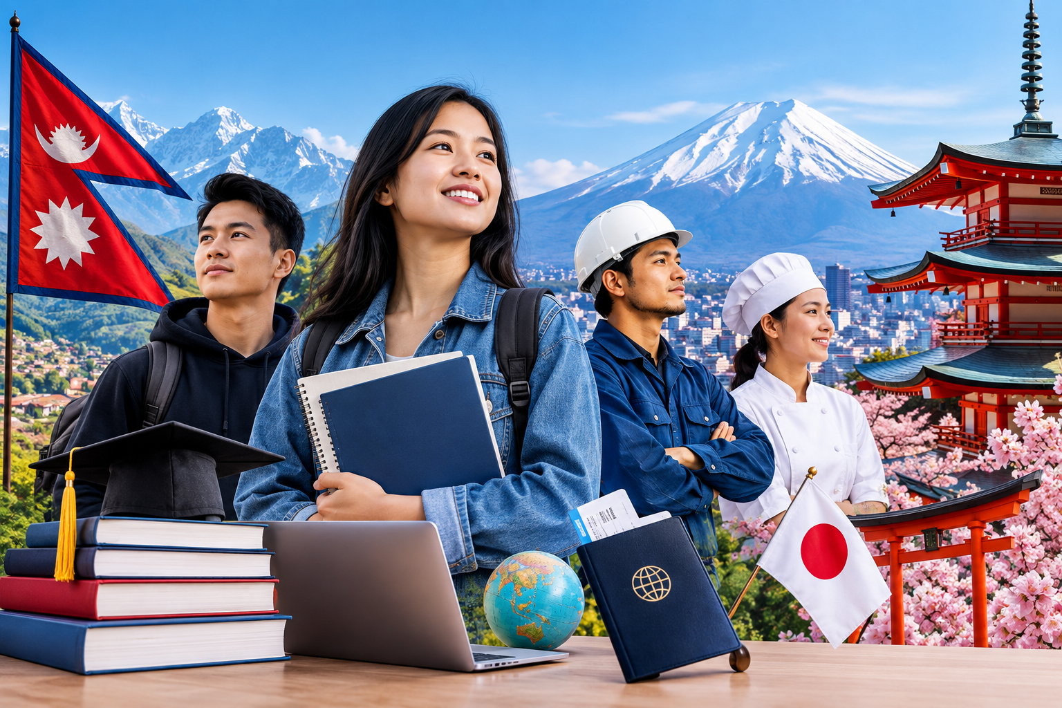 Study and Work in Japan from Nepal – Japanese cityscape with Nepali student and professional career opportunities